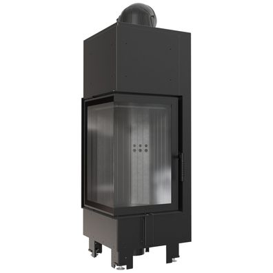 Kamineinsatz aus Stahl KRATKI MBN links 10 kW Ø 200 schwarz Verkleidung