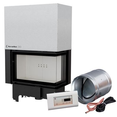 Intelligenter Kamineinsatz aus Stahl KRATKI VNP 810/410 14 kW Ø 200 mit Schiebetür M