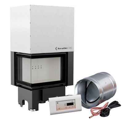 Intelligenter Kamineinsatz aus Stahl KRATKI VNL 610/430 9 kW Ø 200 mit Schiebetür MS