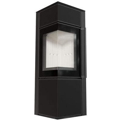 Kaminofen aus Stahl KRATKI TORA/S 8 kW Ø 150 Quarzsinter Nero Assoluto