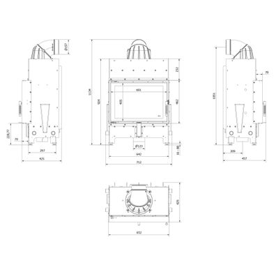 Kamineinsatz aus Stahl KRATKI FLOKI S 8 kW Ø 160