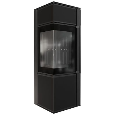 Kaminofen aus Stahl KRATKI TORA/S 8 kW Ø 150 Quarzsinter Nero Assoluto schwarz Verkl
