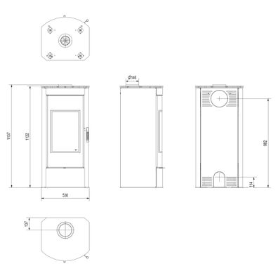 Kaminofen aus Stahl KRATKI TITAN Panorama Ø 150 11 kW