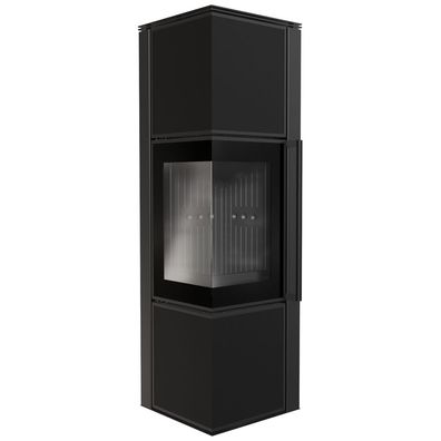 Kaminofen aus Stahl KRATKI TORA/M 8 kW Ø 150 Quarzsinter Nero Assoluto schwarz Verkl