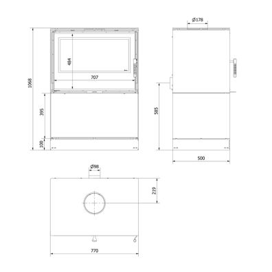 Kaminofen aus Stahl KRATKI KARI 80 Ø 180 12 kW Platz für Holz schwarz Verkleidung