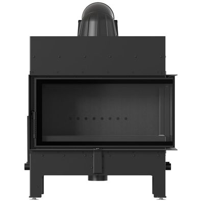 Kamineinsatz aus Stahl KRATKI FLOKI L rechts 12 kW Ø 200 schwarz Verkleidung