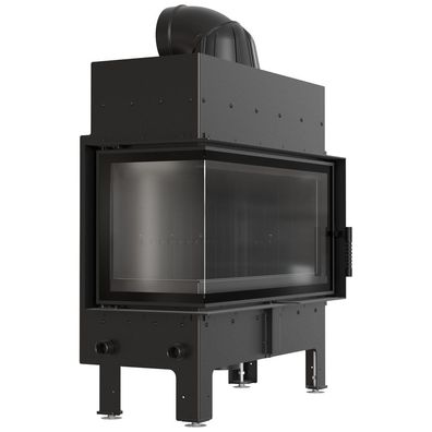 Kamineinsatz aus Stahl KRATKI FLOKI L links 12 kW Ø 200 schwarz Verkleidung