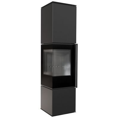 Kaminofen aus Stahl KRATKI REN/L links Ø 150 7 kW schwarz Verkleidung mit Türfeder
