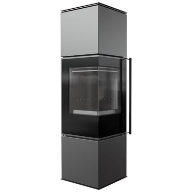 Kaminofen aus Stahl KRATKI REN/M links Ø 150 7 kW schwarz Verkleidung mit Türfeder