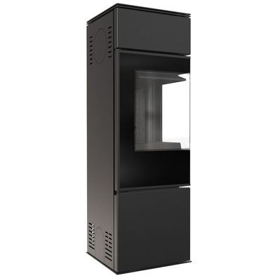 Kaminofen aus Stahl KRATKI REN/S links Ø 150 7 kW schwarz Verkleidung mit Türfeder