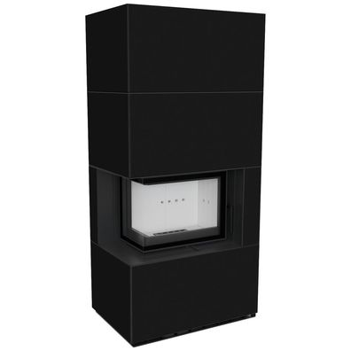 Kaminbausatz KRATKI FLOKI BOX links 8 kW Ø 160 Quarzsinter NERO Assoluto mit Türfede
