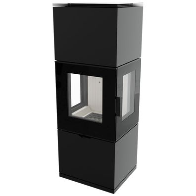 Standkamin INGA Power 8kW Ø150 Dreiseitig Ökodesign Stahl SET