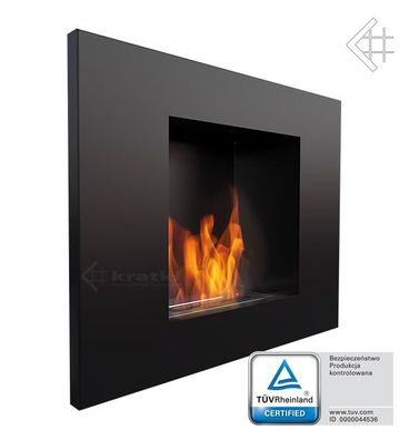 Wandkamin Bioethanol QUAT TÜV schwarz