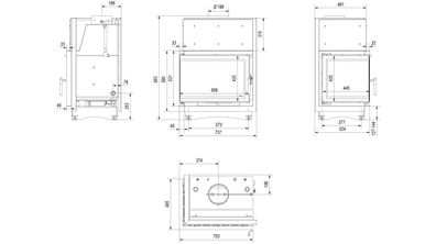 Wasserführender Kamineinsatz KRATKI ZUZIA DECO links 12 kW Ø 200