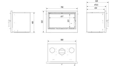 Kamin-Kassette KRATKI ARKE 70 8 kW Ø 150