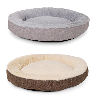 lionto Rundes Katzenbett Katzenkissen Katzensofa Hundebett Donut Größe und Farbe