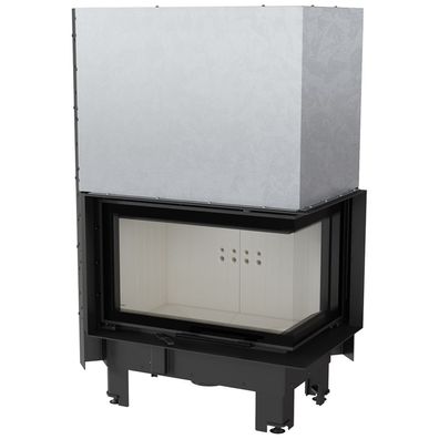 Kamineinsatz aus Stahl KRATKI MBM rechts 10 kW Ø 200 mit Schiebetür gebogenes Glas