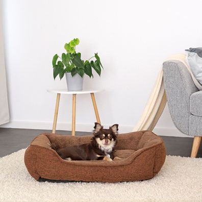 lionto Hundebett meliert Hundekissen Hundekörbchen Bezug abnehmbar Größe wählbar
