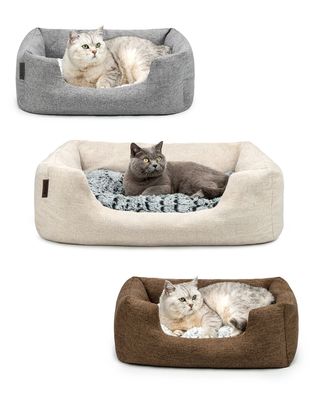 lionto Katzenbett meliert mit Wendekissen, verschiedene Größen und Farben