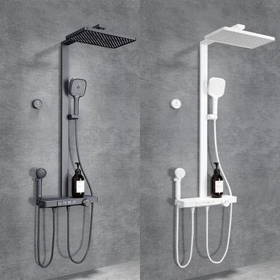 EMKE® Duschsystem Duschset Automatischer Abfluss von Kaltwasser Mit Thermostat
