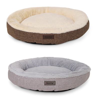 lionto Rundes Katzenbett Katzenkissen Katzensofa Hundebett Donut Größe und Farbe