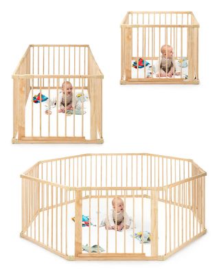 dibea Baby-Laufstall, Holz-Laufgitter mit 68 cm Höhe und Tür, (verschiedene Größen)