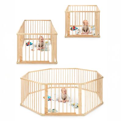 dibea Baby-Laufstall, Holz-Laufgitter 68 cm Höhe und Tür (verschiedene Größen)