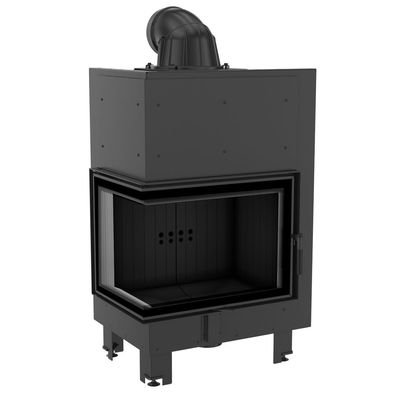 Kamineinsatz aus Stahl KRATKI MBZ links 13 kW Ø 200 gebogenes Glas schwarz Verkleidu