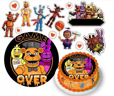Five Nights at Freddy´s Essbar Robot Zuckermasse Tortenbild Tortenaufleger + 4 Muffin