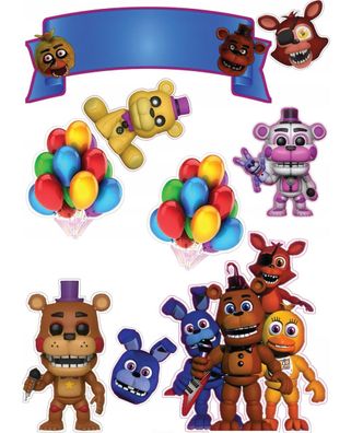 Five Nights at Freddy´s Essbar Tortenaufleger Torte Geburstag Zuckermasse + NAME