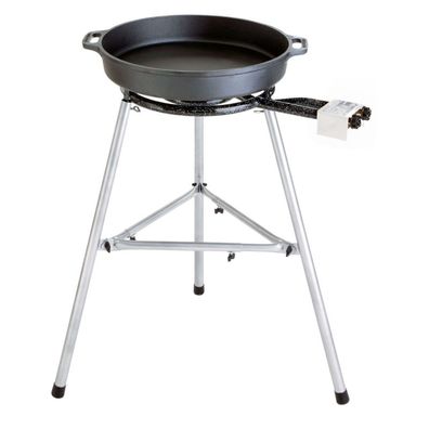 Paella World Gusspfannen Set 3 Brenner mit Paella-Pfanne Gusseisen Ø 46/60 cm Gastro
