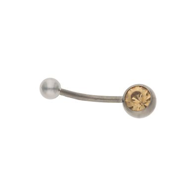 JuwelmaLux Bauchnabelpiercing Titan mit synth. Zirkonia champagnerfarben JL30-01-2034