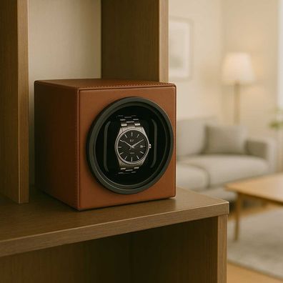 Uhrenbeweger Leder braun für eine Uhr (Batteriebetrieb) von Augusta