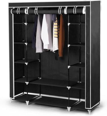 Best For Home Stoffschrank Faltschrank Kleiderschrank mit Kleiderstange & Regalfächer