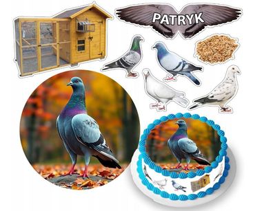 Taube Essbar Vogel Zuckermasse Tortenbild Tortenaufleger + 4 Muffin