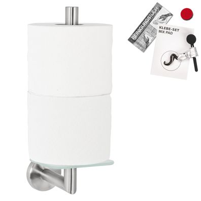 bremermann Bad-Serie PIAZZA - Toilettenpapierhalter mit Glasboden inkl. Klebeset, aus
