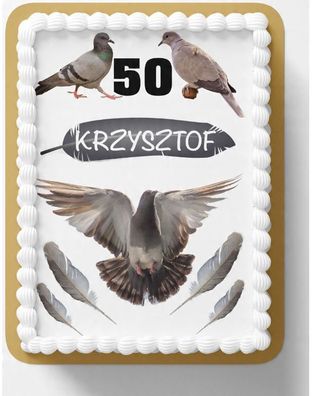 Taube Essbar Flügel Tortenaufleger Torte Geburstag Zuckermasse + NAME t03