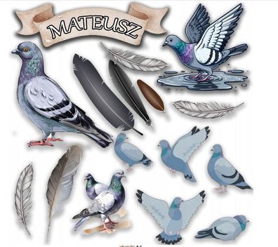 Taube Essbar Fliegen Tortenaufleger Torte Geburstag Zuckermasse + NAME t05