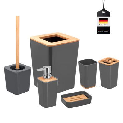 bremermann 6tlg. Bad-Set CALVI | mit WC-Bürste Seifenspender Kosmetikeimer Seifenscha