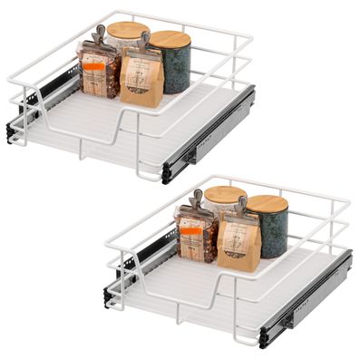 bremermann Teleskopschubladen 2er Set - für 45 cm Schrank, aus Metall (Weiß)