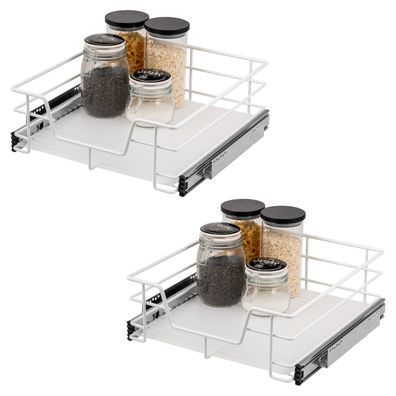 bremermann Teleskopschubladen 2er Set - für 50 cm Schrank, aus Metall (Weiß)
