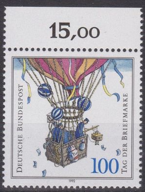 BRD 1992 postfrisch mit Oberrand Michel-Nr. 1638 Tag der Briefmarke