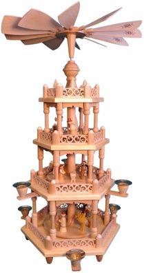 Richard Glaesser Pyramide Heilige Familie natur 3-stöckig aus Seiffen im Erzgebirge