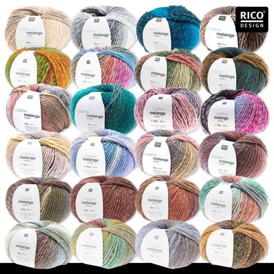Rico Design 50 g Creative Melange Chunky Garn Wolle Stricken Häkeln 24 Farben