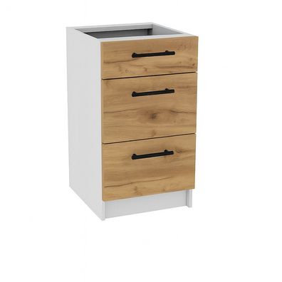 Schubladenunterschrank 40 cm Goldkraft Eiche Vollauszug Soft-Close SIENA, LINDA