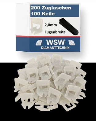 WSW Zuglaschen 2,0mm - 200 Laschen 100 Keile - Fliesen Nivelliersystem