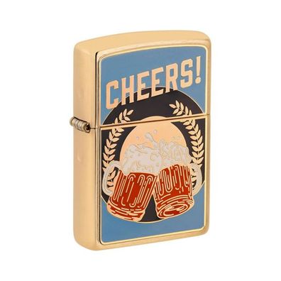 Zippo Benzin-Feuerzeug Messing gebürstet Plakette Beer 2008115, unbefüllt