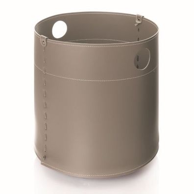 Giro Designer Holzkorb Taupe aus regeneriertem Leder mit Rollen