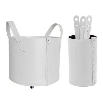 Lycad Designer Kaminbesteckset und Holzkorb Weiss