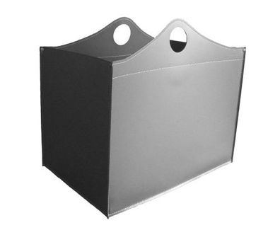 Woodbag Designer Holzkorb Anthrazit aus regeneriertem Leder mit Rollen